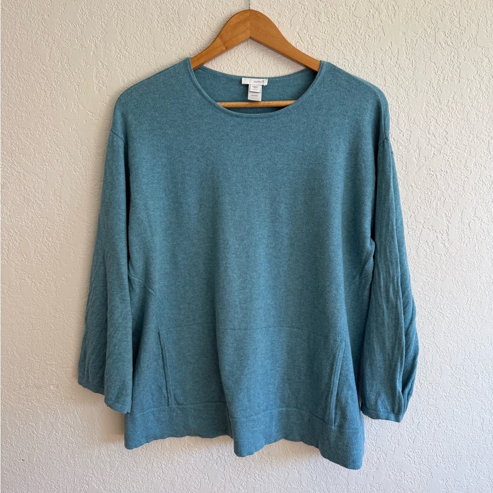 j jill Teal Long Sleeve Sweater cotton and cashmere